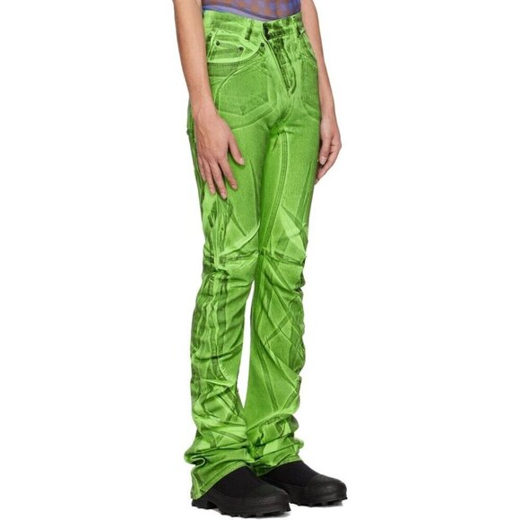 Ottolinger Drape Jeans Size XS Slim Fit Mens Green Crinkle Effect $605 - Picture 11 of 13